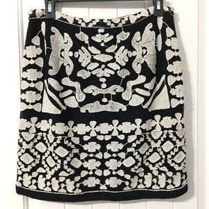 Greylin Black and Cream Embroidered Skirt